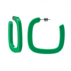 Machete Midi Square Hoops In Bright Green Jewelry