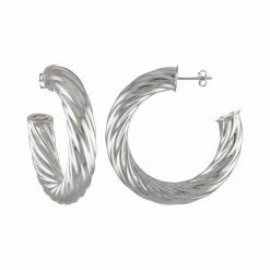 Machete 1.5" Twist Hoops In Silver