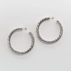 Machete Jewelry 2.5" Twist Hoops In Silver