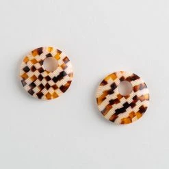 Machete Disc Charms In Tortoise Checker Build Your Own: Charm Hoops
