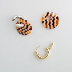 Machete Disc Charms In Tortoise Checker Build Your Own: Charm Hoops