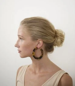 Machete Grande Flat Hoops In Blonde Tortoise Summer SALE