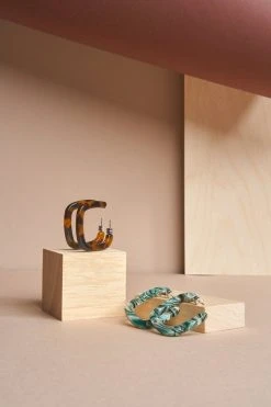 Machete Midi Square Hoops In Canyon Brown Jewelry