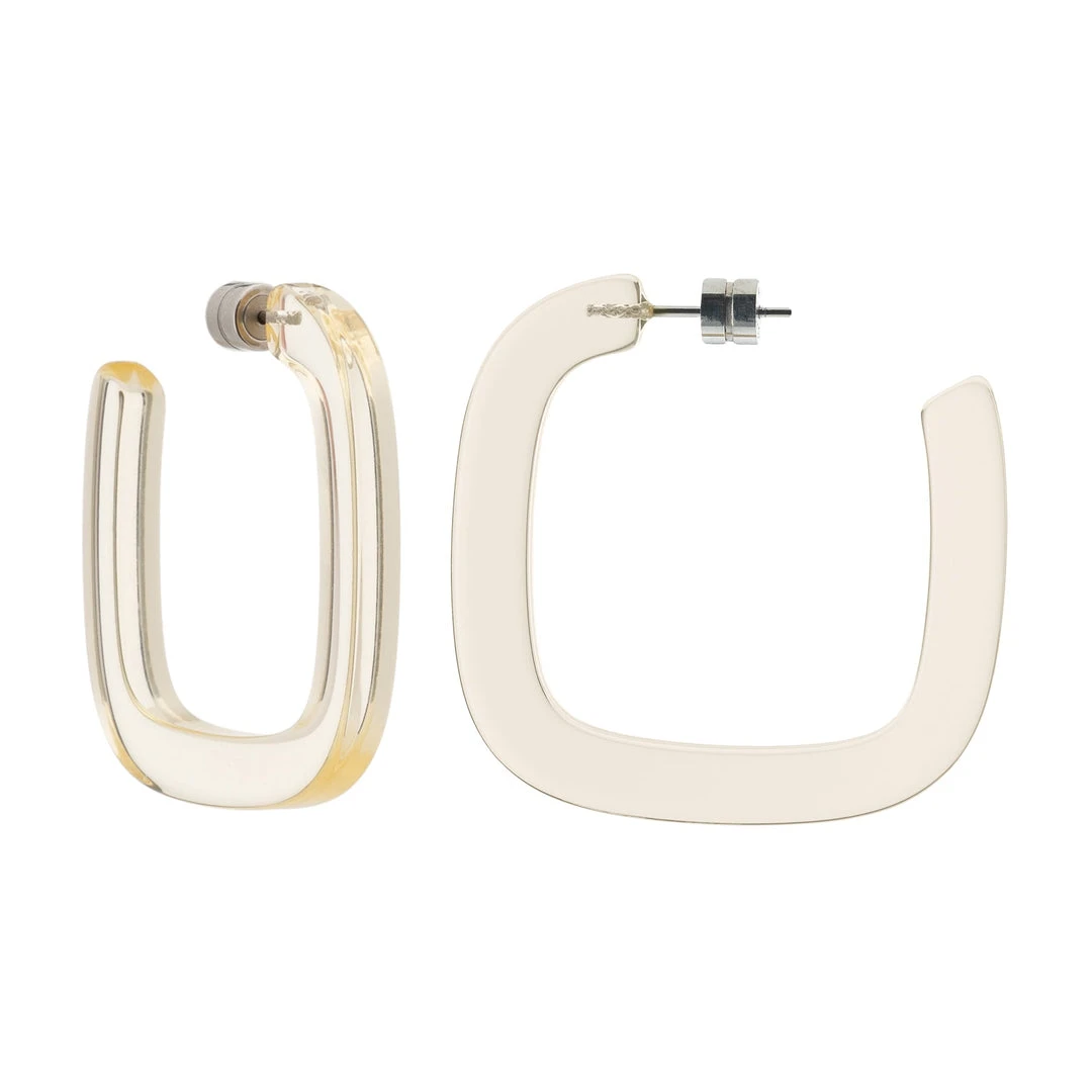 Machete Jewelry Midi Square Hoops In Clear Yellow 3 Machete Jewelry Midi Square Hoops In Clear Yellow