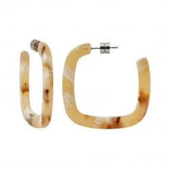 Machete Jewelry Midi Square Hoops In Mango Tortoise