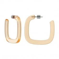 Machete Jewelry Midi Square Hoops In Clear Tangerine