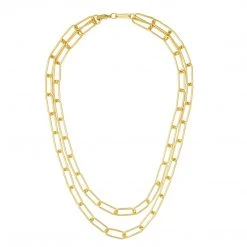 Machete Paperclip Chain Layered Necklace In Gold Jewelry
