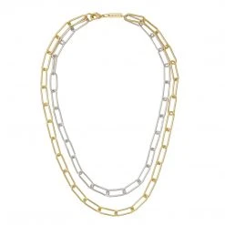 Machete Paperclip Chain Layered Necklace In Mixed Metals