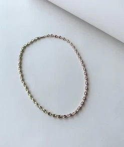 Machete Petite Coffee Bead Necklace In Gold + Rose Gold Split